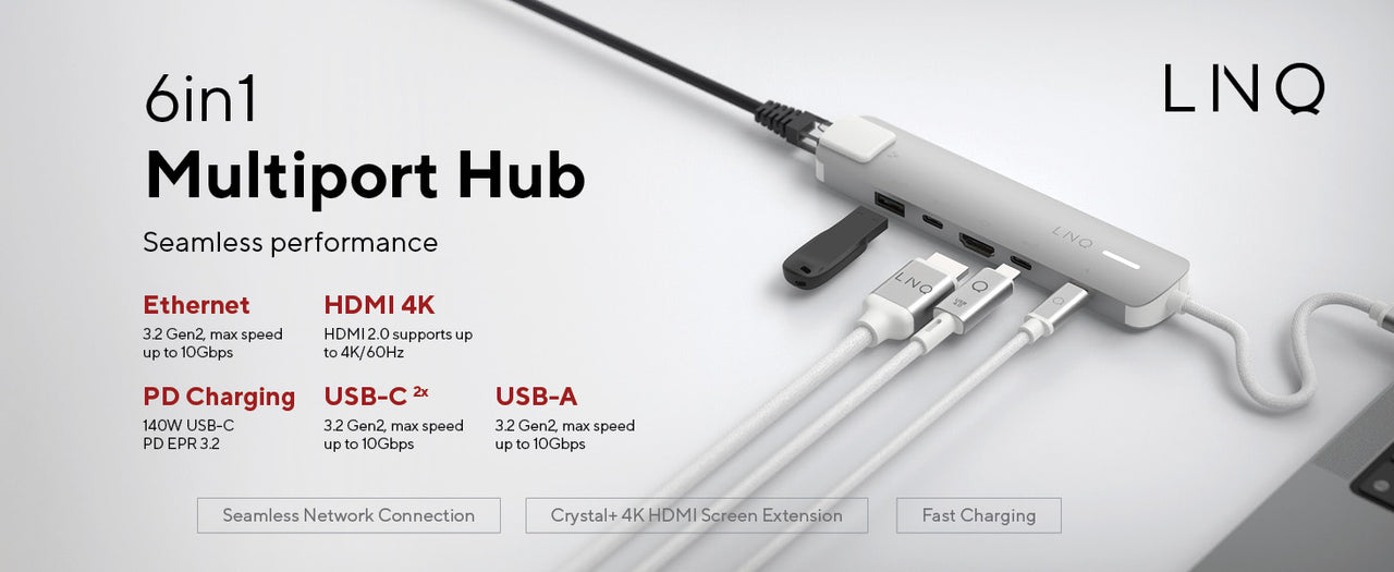 Pro Connect Unit LINQ 6in1 PRO USB-C Multiport Hub 140W – LINQ | Seamless Technology